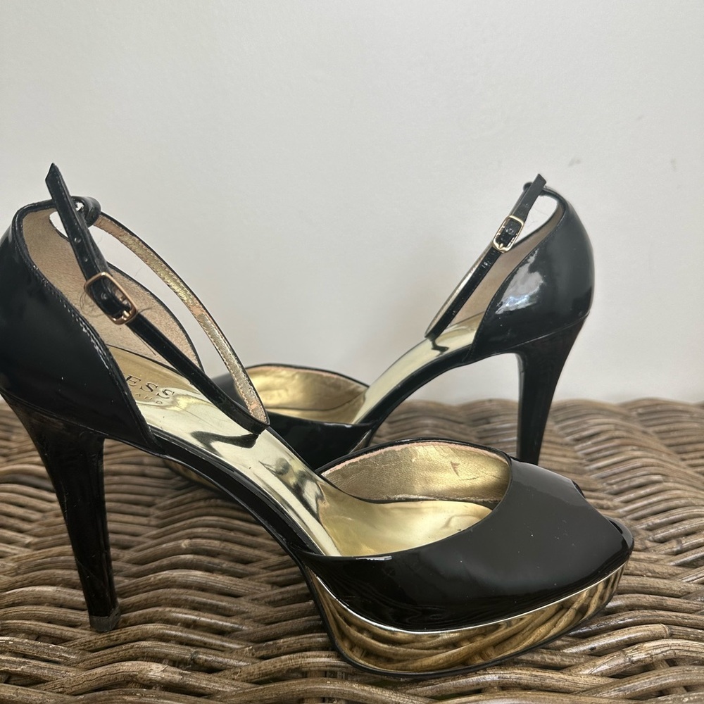 Guess by Marciano Elegant Black and Gold Women's Heels - Picture 4 of 7